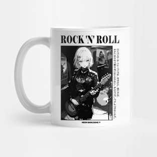 Rock and Roll - Anime Manga Aesthetic Black and White Streetwear Mug